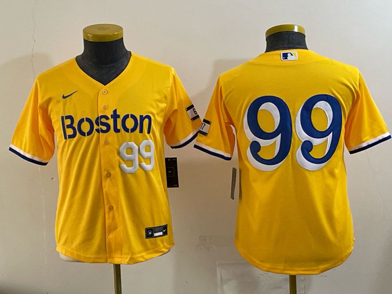 Youth 2025 Boston Red Sox #99 No Name Yellow Nike MLB Jersey 01->youth mlb jersey->Youth Jersey